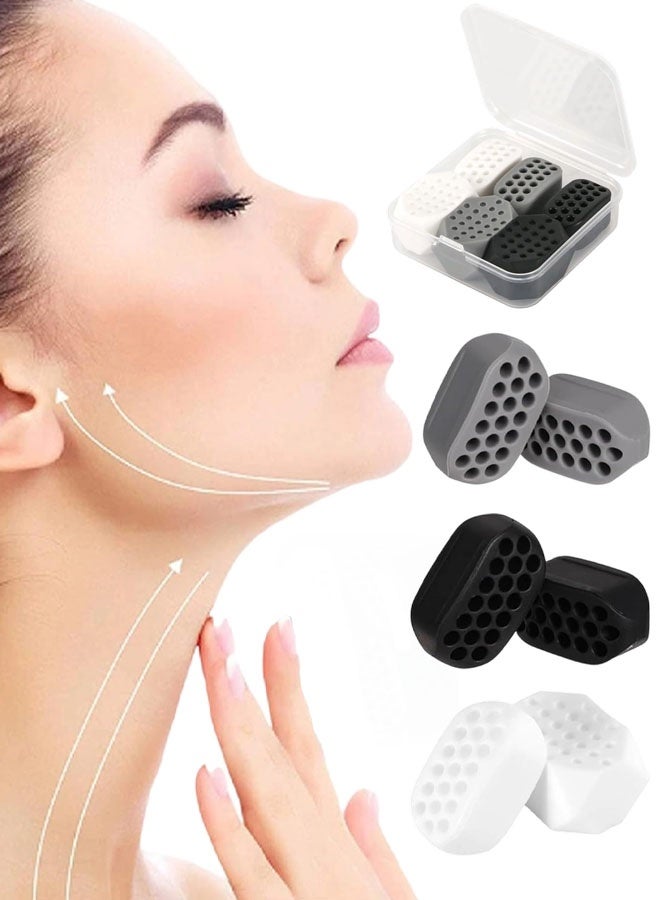 6 PCS Jaw Exercisers, Silicone Jawline Exerciser Chew, 40/50/60 Lbs Resistance Jaw Trainer, Facial Muscles Exerciser For Women & Men, Creating A Beautiful Jawline - Image 1